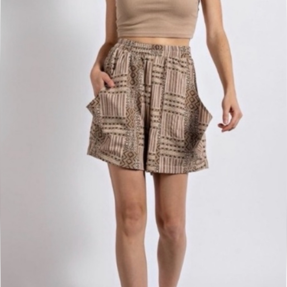 High Waist Aztec Print Shorts